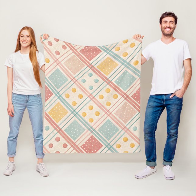 Mellandekorativ Terrakotta Plaid Diamantmönster Fleecefilt (På plats)