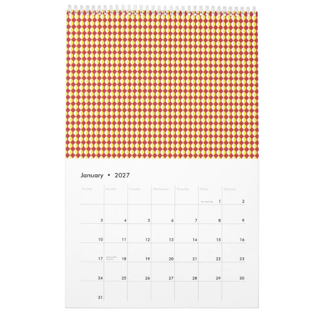Mellandekorativt upprepande mönster kalender (Jan 2027)