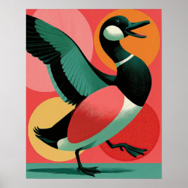Mellandemodern ankdjärv geometrisk konst poster