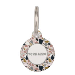 Mellandemodern Rosa Svart Grå och Tan Terrazzo Djurbricka