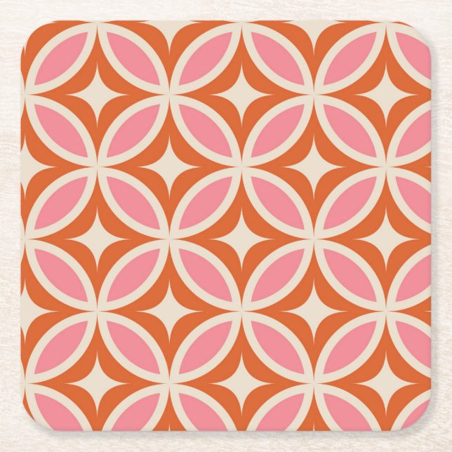 Mellandertig modern geometrisk mönster rosa orange underlägg papper kvadrat (Framsidan)