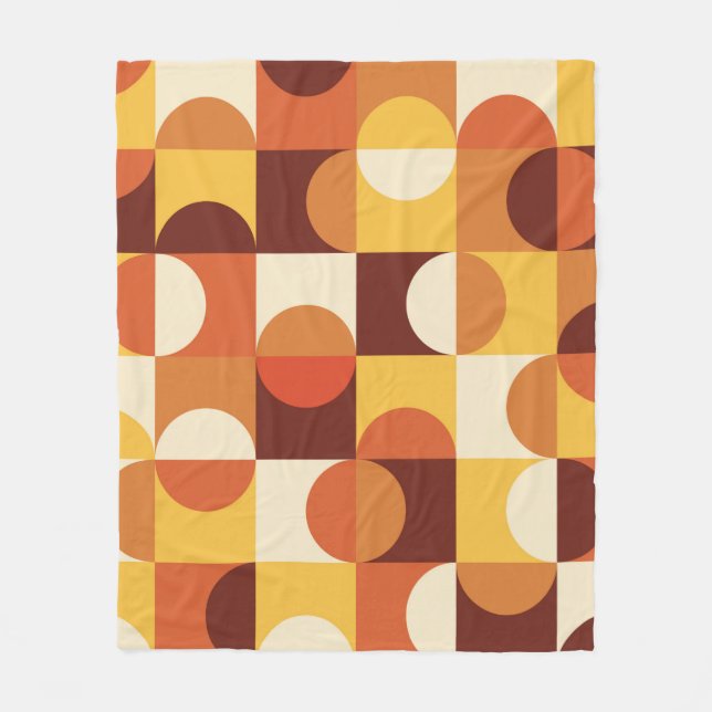 Mellandesign halvcirkel gul och orange fleecefilt (Framsidan)