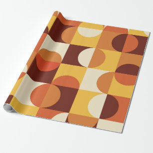 Mellandesign halvcirkel gul och orange presentpapper