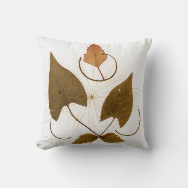 Mellandesign med pressade blad från mitten av 1900 kudde (Framsida)