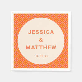 Mellandesign Orange Geometrisk Bröllopssydd Pappersservett