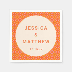 Mellandesign Orange Geometrisk Bröllopssydd Pappersservett