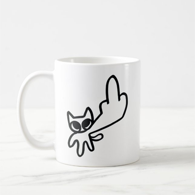 Mellanfinger Meme Kaffemugg (Vänster)