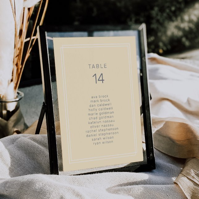 MELLANLIGGANDE Bröllop-sittplatskort i Gult (AVERY Simple Yellow Wedding Seating Chart Cards)