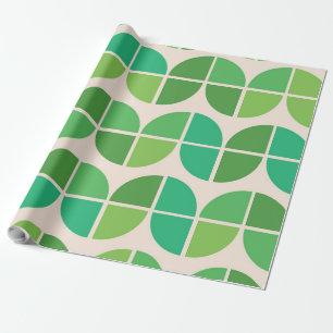 Mellanmodern geometrisk grön mönster presentpapper