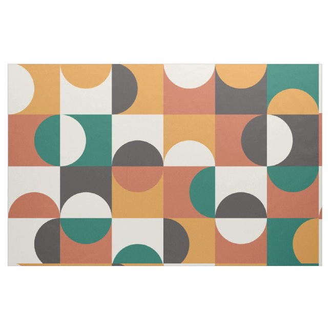 Mellanmodern halvcirkelform i grönt och orange tyg (Fat Quarter)