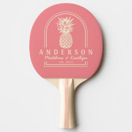 Mellansekels Rosafärgad Ananas Bröllopsbåge & Namn Pingisracket