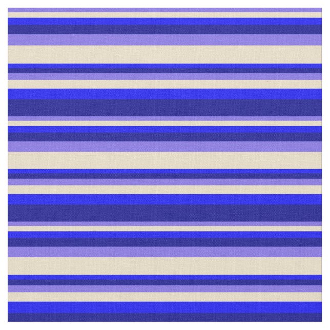 Mellanskiktsblått, Tan, Blue och Mörk blått Linjer Tyg (Närbild)