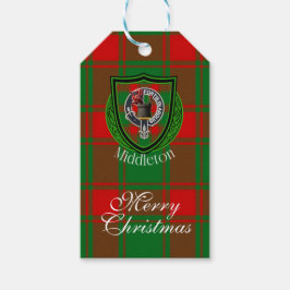Mellanstammen skotska klanens tartan & vapensköld presentetikett