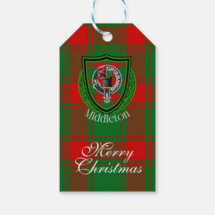 Mellanstammen skotska klanens tartan & vapensköld presentetikett