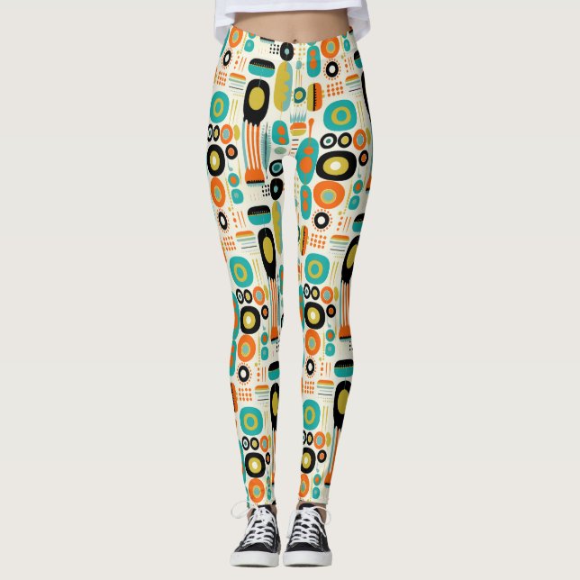 Mellanstil Modernt Mönster Färgglatt Retro Stylish Leggings (Framsida)