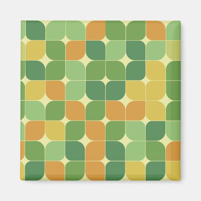 Mellantida abstrakt mönster grön orange magnet (Framsidan)