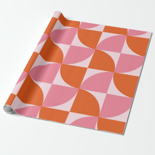 Mellantida Abstrakt Orange och Rosa Mönster Presentpapper