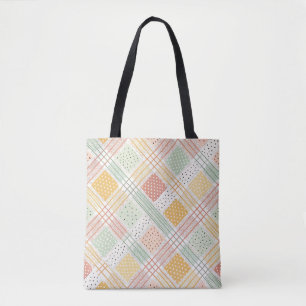Mellantida geometrisk design med prickar och linje tygkasse