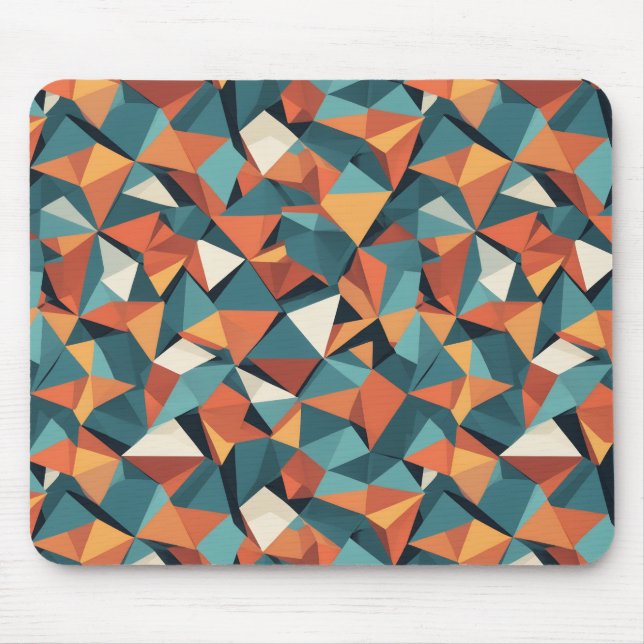 Mellantida geometriskt teal- och orange-mönster musmatta (Framsidan)