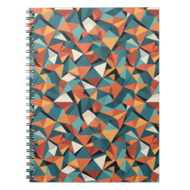 Mellantida geometriskt teal & orange mönster anteckningsbok
