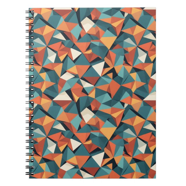 Mellantida geometriskt teal & orange mönster anteckningsbok (Framsidan)