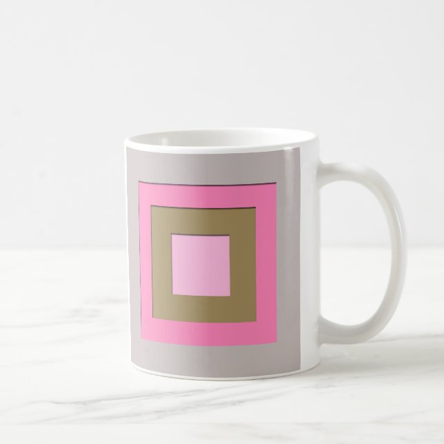 Mellantida skiktade fyrkanter - grå & rosa kaffemugg (Höger)