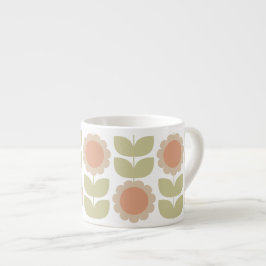 Mellantids Pastell Rosa Retro Blommönster Espressomugg