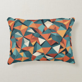 Mellantidsgeometrisk teal & orange I-mönster Prydnadskudde