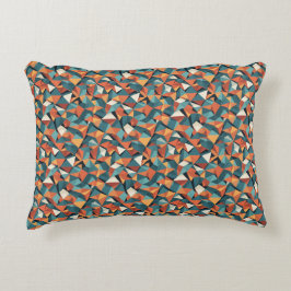 Mellantidsgeometrisk teal & orange II-mönster Prydnadskudde