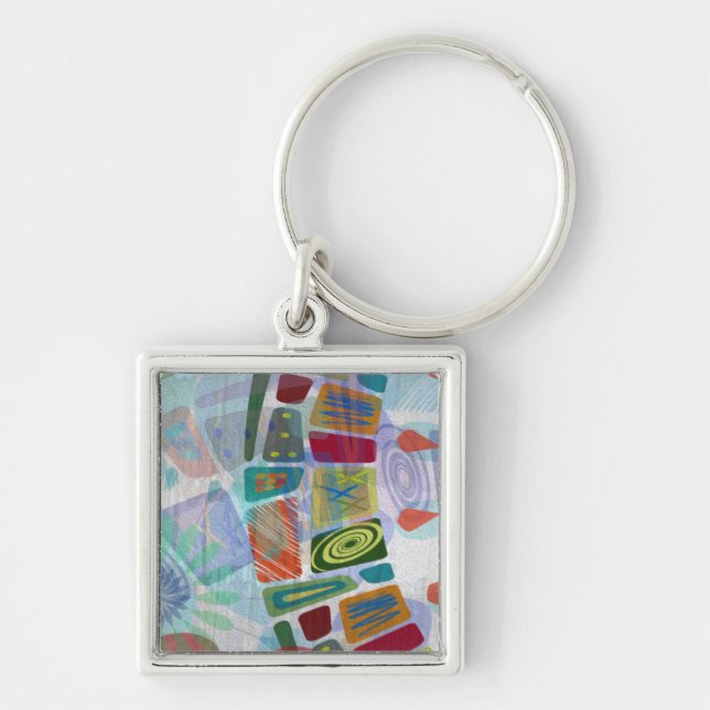 Mellanvägspaneler III Fyrkantig Silverfärgad Nyckelring (Framsidan)
