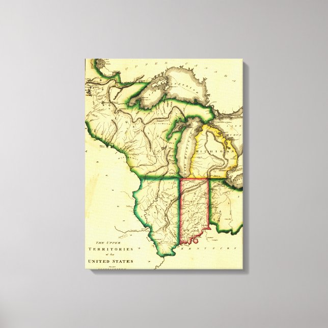 Mellanväst i Förenta staternaPanoramic Karta Canvastryck (Framsida)