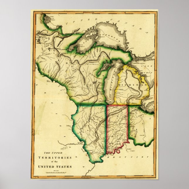 Mellanväst i Förenta staternaPanoramic Karta Poster (Framsidan)