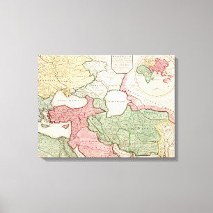 Mellersta EastPanoramic östliga MapMiddle Canvastryck