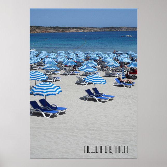 Mellieha Bay strand scen i Malta Poster (Framsidan)
