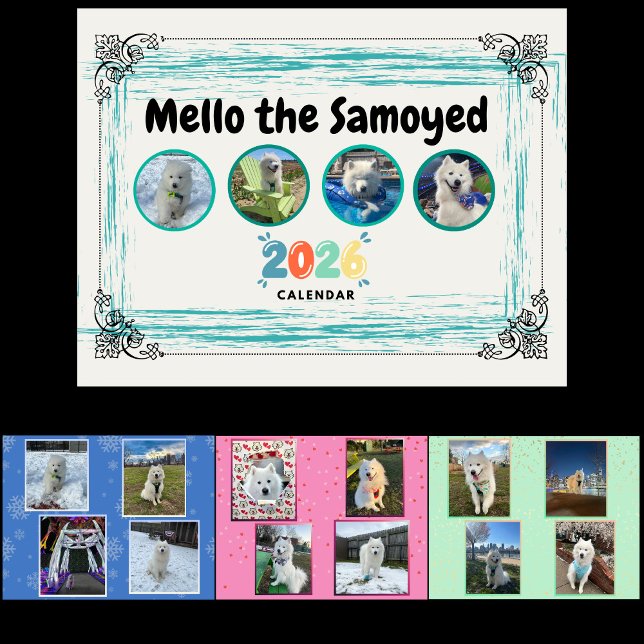 Mello Samoyed 2026 Kalender (Cover, January, February, March)