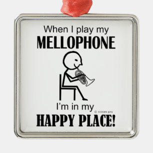 Mellophone lyckligt ställe julgransprydnad metall