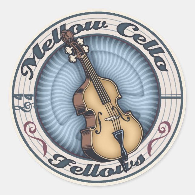 Mellow Cello Fellows Runt Klistermärke (Framsida)