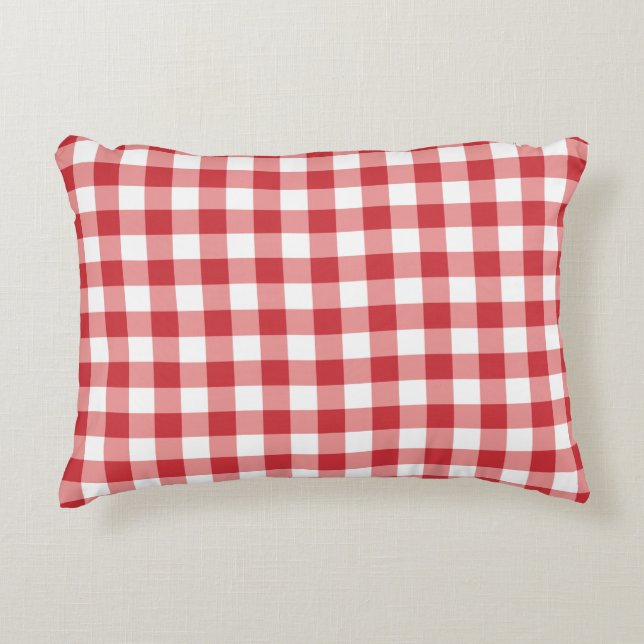 Mellow Classic Gingham - red white check plaid. Prydnadskudde (Framsidan)