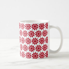 Mellow Geo Blommor - Julröd på vit. Kaffemugg