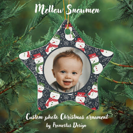 Mellow Snowmen - First Christmas photo custom. Julgransprydnad Keramik