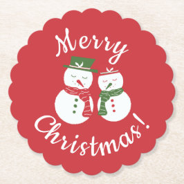 Mellow Snowmen - Xmas red and green custom text. Underlägg Papper