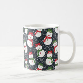 Mellow Snowmen - Xmas red and green pattern. Kaffemugg