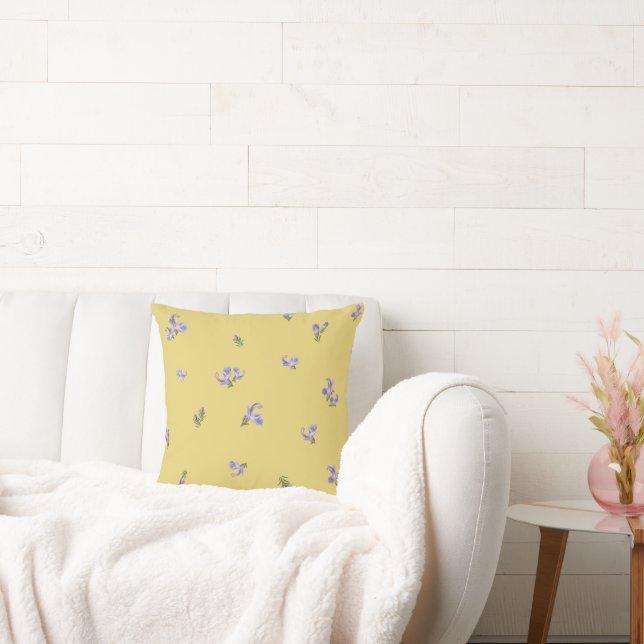 Mellow Yellow Japanese Rosemary Floral Pattern Kudde (Soffa)