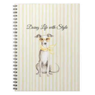 Mellow Yellow Sjal Vit Hund  Anteckningsbok