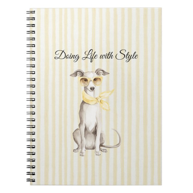 Mellow Yellow Sjal Vit Hund  Anteckningsbok (Framsidan)