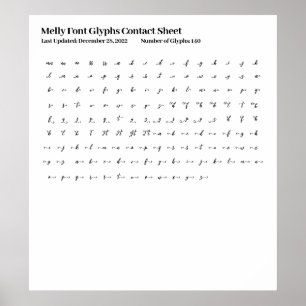Melly Font Glyphs Kontakta Lakan Poster