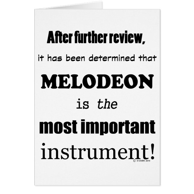 Melodeon, det viktigaste instrumentet hälsningskort (Framsidan)