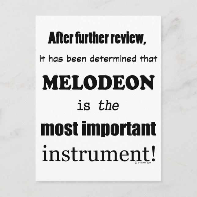 Melodeon, det viktigaste instrumentet vykort (Framsida)