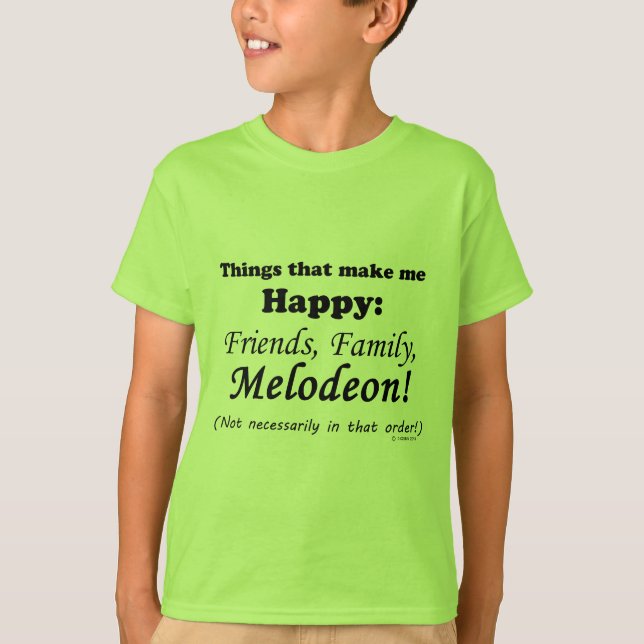 Melodeon gör mig Lycklig Tee Shirt (Framsida)