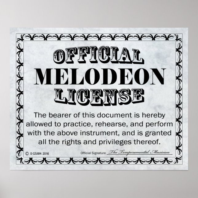 Melodeon Licence Poster (Framsidan)